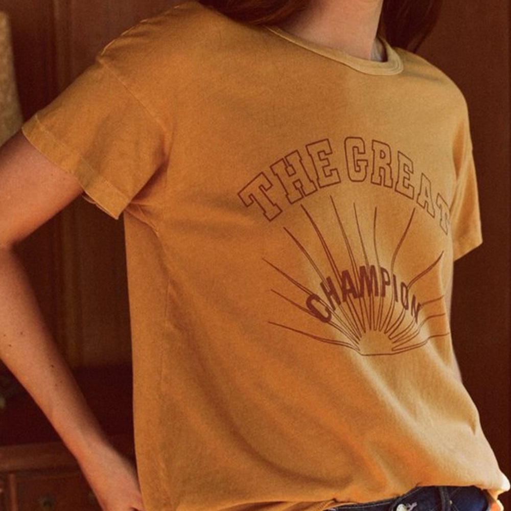 THE GREAT Gold Boxy Short Sleeve Tee